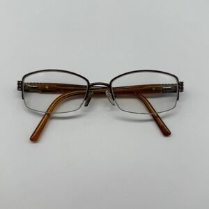 Runway Couture Eyeglasses FRAMES ONLY Brown Rhinestone Semi Rimless RCE-224